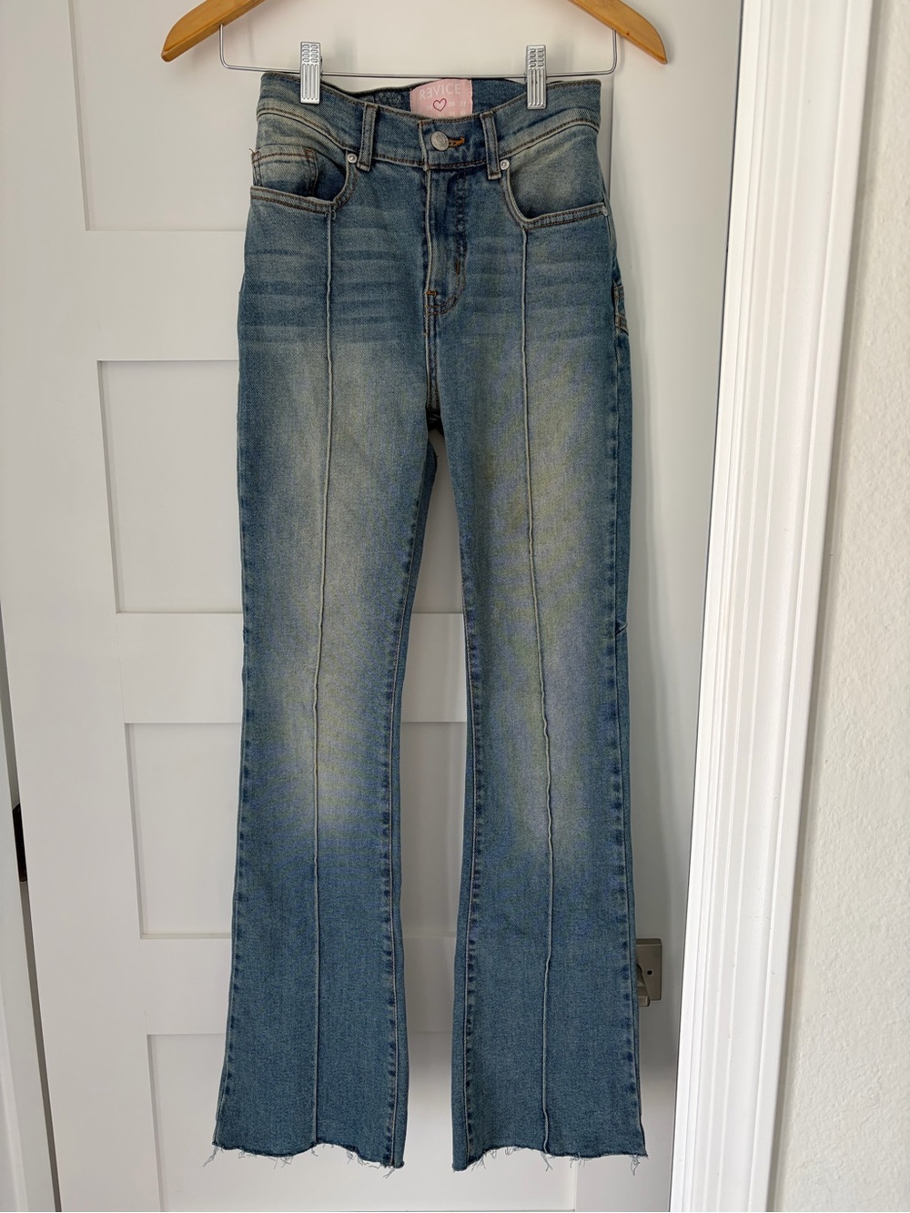 REVICE Faded Blue High-Rise Flared Jeans